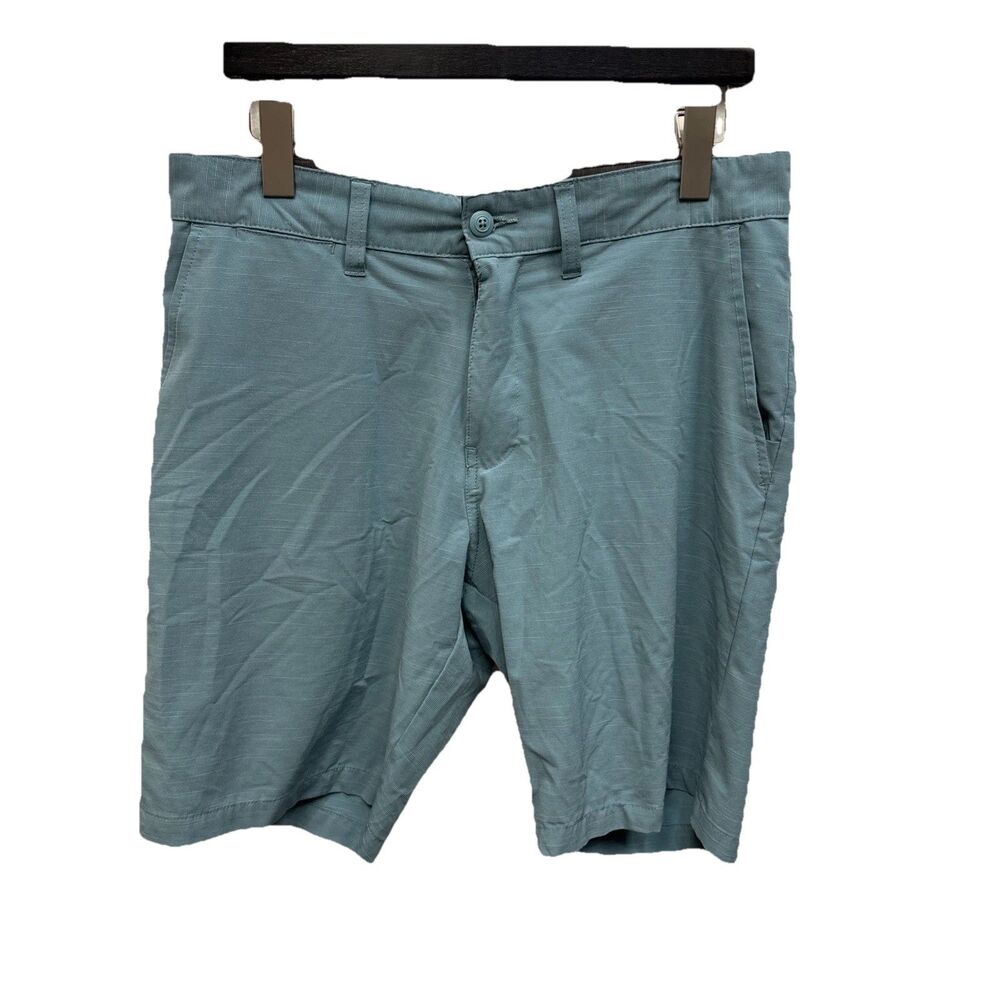 Ron Jon Surf Shop Hybrid Walk Shorts Men 33 Teal Aqua Pockets Logo Zip